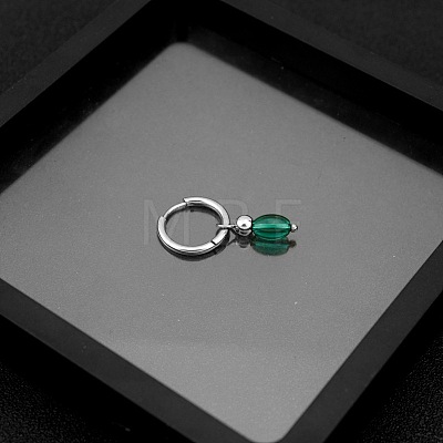 201 Stainless Steel & Glass Hoop Earrings FS-WG2E0B0-01-1