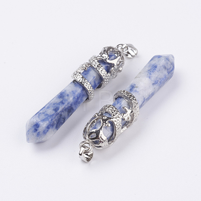 Natural Blue Spot Jasper Big Pointed Pendants G-G738-A-30-1