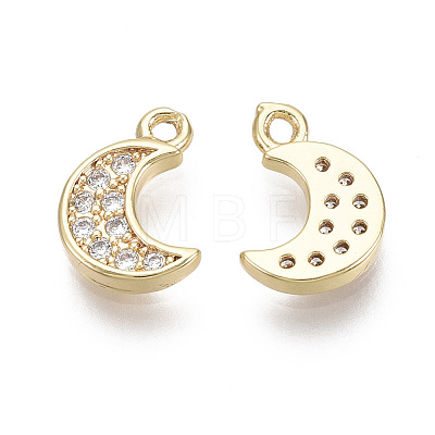Brass Micro Pave Clear Cubic Zirconia Charms X-KK-R134-012-NF-1