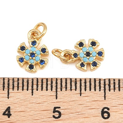 Brass Micro Pave Cubic Zirconia Charms KK-Q085-05G-G-1