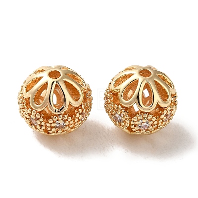 Rack Plating Brass Pave Cubic Zirconia Beads KK-M285-32A-KCG-1