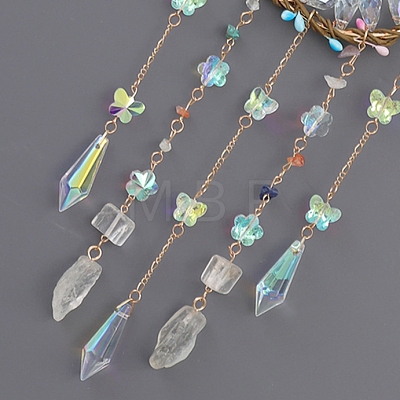 Natural Green Aventurine Nuggets Pendant Decorations HJEW-D302-12-1
