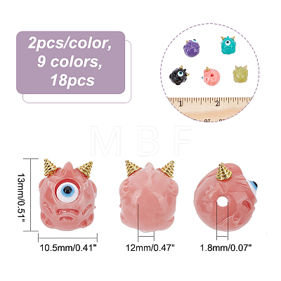 18Pcs 9 Colors Halloween Opaque Resin Beads RESI-CA0001-42-1