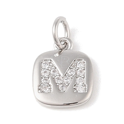 Rack Plating Brass Micro Pave CLear Cubic Zirconia Charms KK-E110-14P-M-1