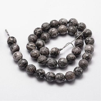 Natural Map Stone/Picasso Stone/Picasso Jasper Beads Strands G-D840-35-8mm-1