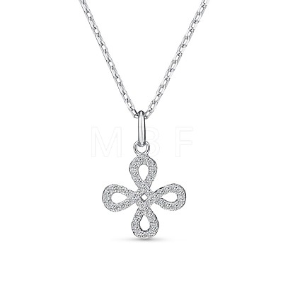 TINYSAND Happy Knot 925 Sterling Silver Cubic Zirconia Pendant Necklaces TS-N315-S-1