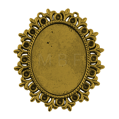 Tibetan Style Cabochon Settings  for Cabochon & Rhinestone X-TIBEP-554-AG-FF-1