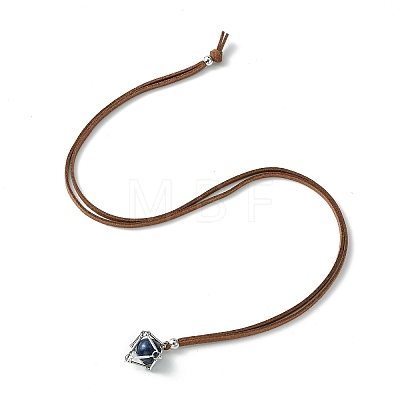 Brass Macrame Pouch Stone Holder Pendant Necklaces NJEW-JN04653-01-1