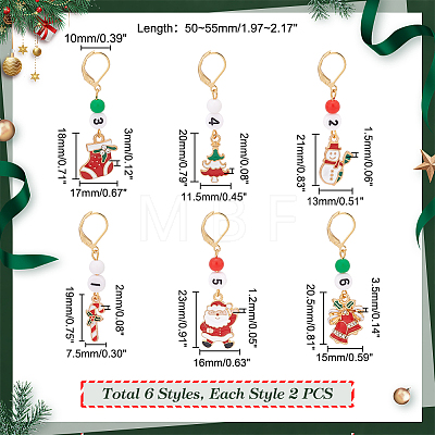 Christmas Theme Alloy Enamel with Rhinestone Pendant Stitch Markers HJEW-AB00351-1