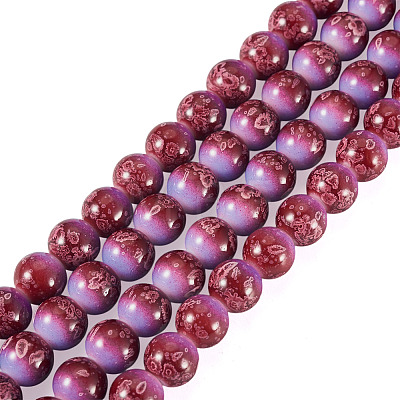 1 Strand Baking Paint Glass Beads Strands DGLA-TADJ0001-02B-1