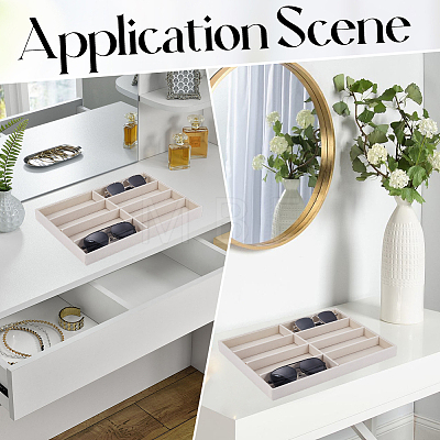 8 Grids Rectangle MDF Covered with Velvet Glasses Organizer Trays ODIS-SP0002-21A-1