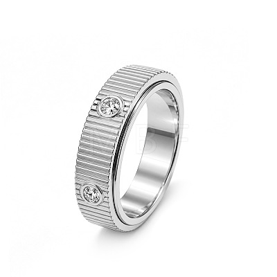 304 Stainless Steel Crystal Rhinestone Rotating Finger Rings WGE33BA-02-1