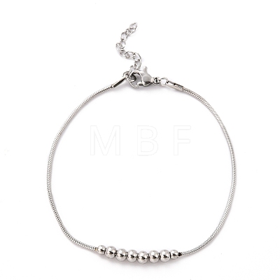 304 Stainless Steel Round Snake Chain Bracelets STAS-B021-19A-P-1