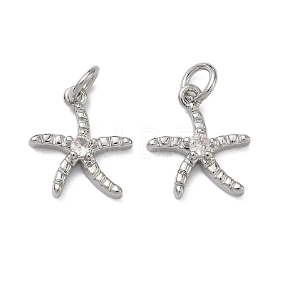 Brass Micro Pave Clear Cubic Zirconia Pendants KK-H256-14P-1