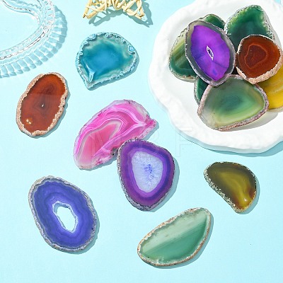 Mixed Electroplate Gemstone Natural Dyed & Heated Agate Slices G-L138-06-1