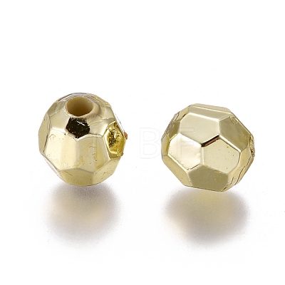 Plating Plastic Acrylic Faceted Round Beads PACR-L002-8mm-G-1
