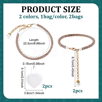 2Bags 2 Colors Rhinestone Anti-Loose High Heel Shoelaces DIY-PH0038-58-1