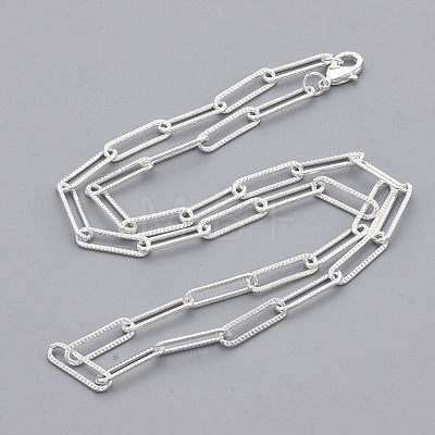 Brass Textured Paperclip Chain Necklace Making MAK-S072-01A-S-1