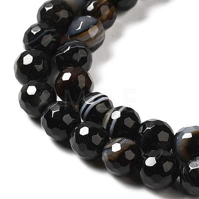 Natural Black Agate Beads Strands G-A246-8mm-04-1