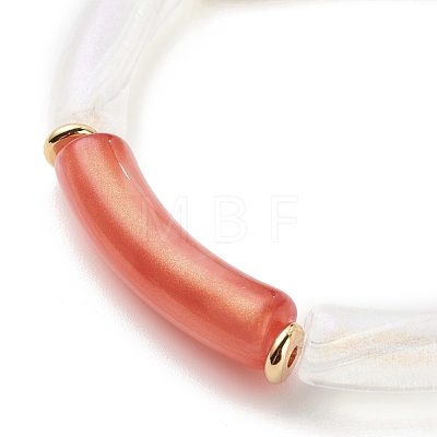 Acrylic Curved Tube Beaded Stretch Bracelet for Women BJEW-JB08374-1