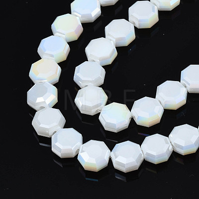 Electroplate Opaque Solid Color Glass Beads Strands EGLA-N002-27-A07-1