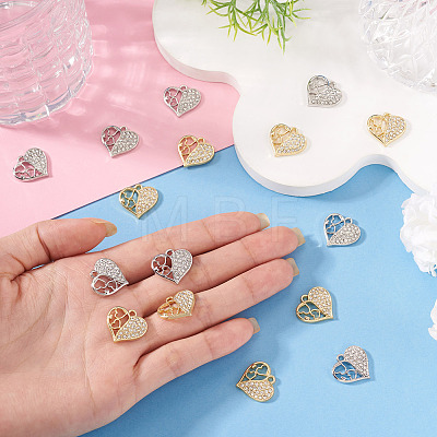 16Pcs 2 Colors Rack Plating Alloy Micro Pave Rhinestone Pendants FIND-TA0010-15-1