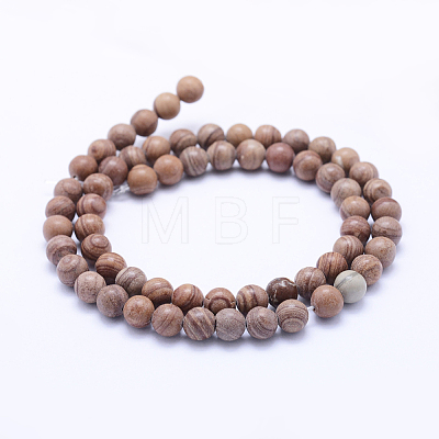 Natural Red Line Jasper Beads Strands G-F531-6mm-N-1