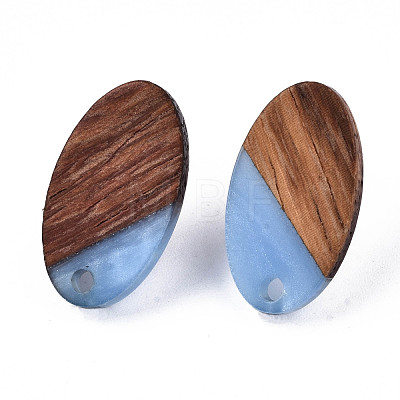 Resin & Walnut Wood Stud Earring Findings MAK-N032-005A-1