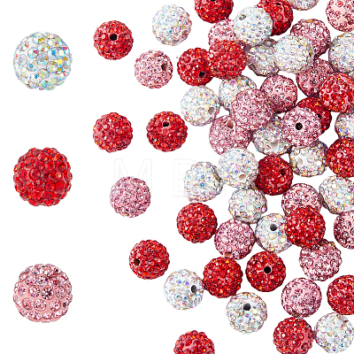 90Pcs 3 Colors Polymer Clay Rhinestone Beads RB-HY0001-02-1