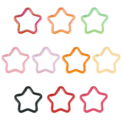 10Pcs 2 Styles Spray Painted Alloy Spring Gate Rings FIND-TA0009-83-1