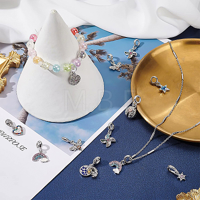 18Pcs 9 Style Rack Plating Alloy European Dangle Charms FIND-BC0002-62-1