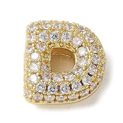 Brass Micro Pave Cubic Zirconia Beads KK-P290-61G-D-1