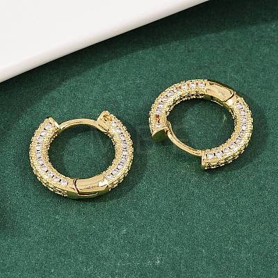 Brass Micro Pave Clear Cubic Zirconia Hoop Earrings EJEW-L275-06G-1