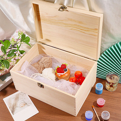 Pine Wood Flip Top Storage Boxes CON-WH0095-231-1