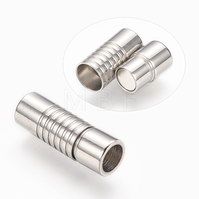 304 Stainless Steel Magnetic Clasps with Glue-in Ends X-MC091-1