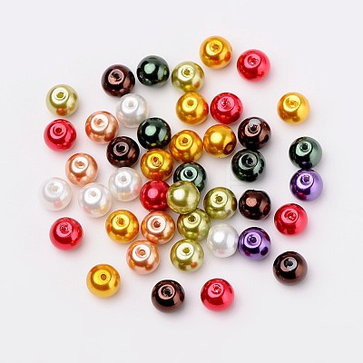 Luster Pearlized Glass Pearl Beads HY-X006-8mm-09-1