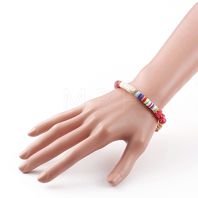 Rainbow Polymer Clay Heishi Beads Stretch Bracelets BJEW-JB05865-01-1