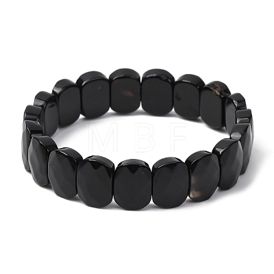 Dyed & Heated Natural Black Agate Beaded Stretch Bracelets for Unisex G-K303-01A-1