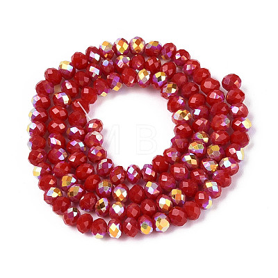 AB Color Plated Opaque Glass Rondelle Beads Strands EGLA-T029-4mm-09G-1