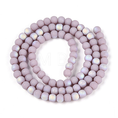 Frosted Opaque Glass Beads Strands GLAA-T032-P4mm-MBB07-1