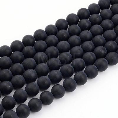 Dyed & Heated Natural Black Agate Bead Strands G-H056-10mm-1