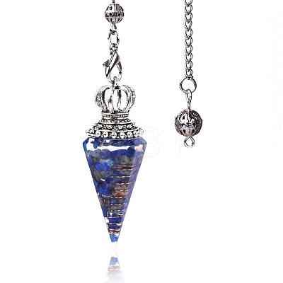Natural Lapis Lazuli Chip & Resin Dowsing Pendulum Big Pendants PW-WG89635-02-1