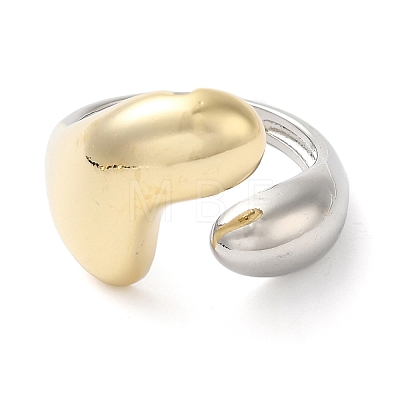 Heart Brass Open Cuff Rings for Women RJEW-B062-08PG-1