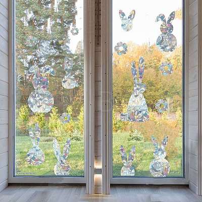 3Pcs Rabbit Rainbow Prism Electrostatic Window Stickers PW-WG31513-01-1