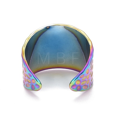 Ion Plating(IP) Rainbow Color 304 Stainless Steel Open Cuff Ring RJEW-C025-27M-1