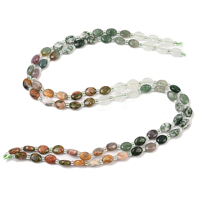 Natural Quartz Crystal & Crazy Agate & Green Spot Jasper & Unakite & Green Strawberry Quartz & Indian Agate Beads Strands G-Z135-A14-1