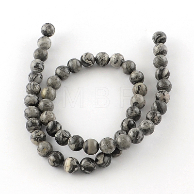 Natural Map Stone/Picasso Stone/Picasso Jasper Beads Strands G-S188-8mm-1