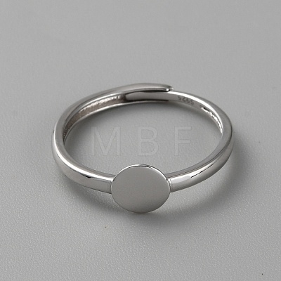 Adjustable Rhodium Plated Sterling Silver Ring Components STER-WH0008-37P-1