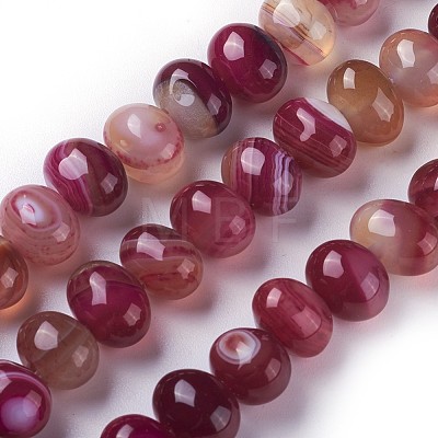 Dyed Natural Banded Agate Beads Strands G-F595-E05-1