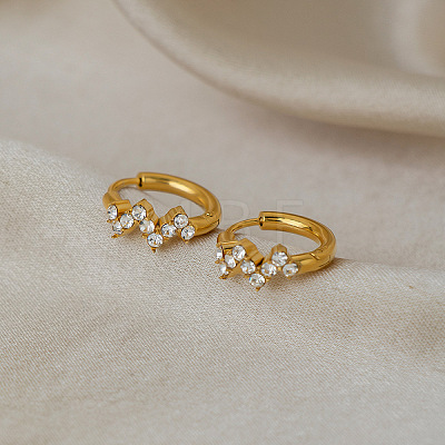 Stainless Steel Rhinestone Hoop Earrings for Women DM0759-1
